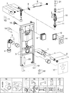 GROHE RAPID SL montážny prvok pre WC 113 cm, so splachovacou nádržkou a s tlačidlom Skate Cosmopolitan, chróm 38772001 Obrázek - fotka