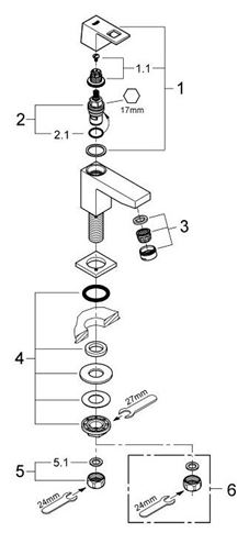 GROHE EUROCUBE umývadlová stojanková batéria, chróm 23137000 Obrázek - fotka