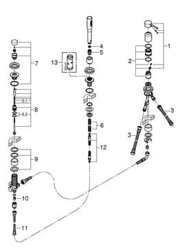 GROHE ESSENCE NEW batéria na okraj vane, 3-otvorová, s prepínačom, so sprchovou súpravou, chróm 19976001 Obrázek - fotka