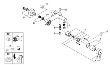GROHE CONCETTO vaňová nástenná batéria, s prepínačom, chróm 32211001 Obrázek - fotka