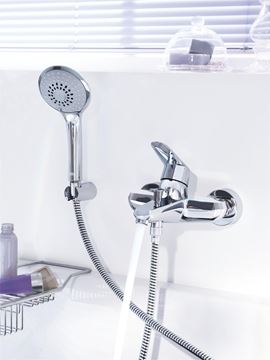 GROHE EURODISC COSMOPOLITAN vaňová nástenná batéria, s prepínačom, so sprchovou súpravou, chróm 33395002 Obrázek - fotka