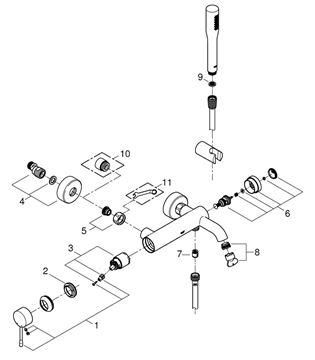 GROHE ESSENCE NEW vaňová nástenná batéria, s prepínačom, so sprchovou súpravou, chróm 33628001 Obrázek - fotka
