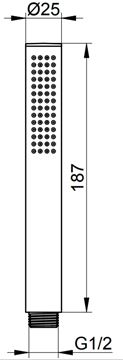 KEUCO EDITION ATELIER ručná sprcha 187 mm, čierny chróm brúsený 56080130100 Technický nákres