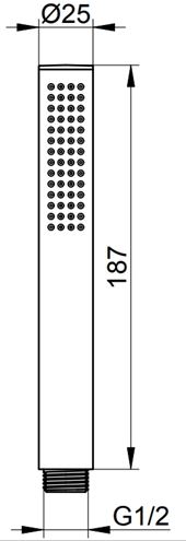 KEUCO EDITION ATELIER ručná sprcha 187 mm, čierny chróm brúsený 56080130100 Technický nákres