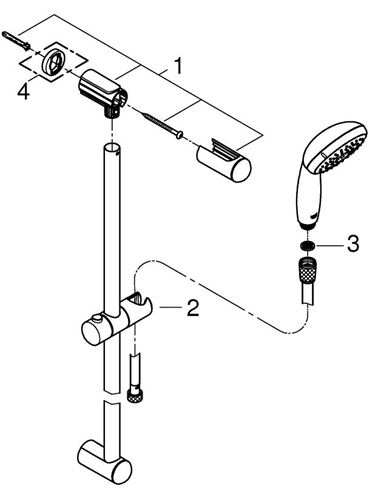 GROHE NEW TEMPESTA 100 sprchová súprava 3-dielna, ručná sprcha pr. 100 mm, tyč, hadica, chróm 27853001 Obrázek - fotka