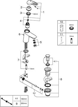 GROHE EUROSTYLE umývadlová stojanková batéria, s odtokovou súpravou, chróm 23564003 Obrázek - fotka