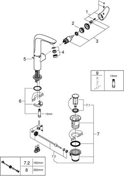 GROHE EUROSTYLE umývadlová stojanková batéria, s odtokovou súpravou, chróm 23718003 Obrázek - fotka
