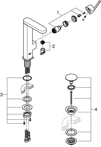 GROHE PLUS umývadlová stojanková batéria, s odtokovou súpravou, chróm 23873003 Obrázek - fotka