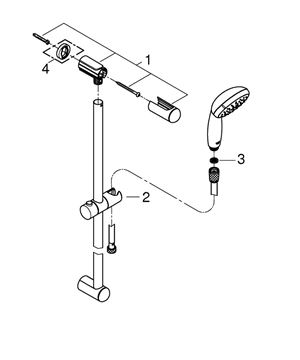 GROHE NEW TEMPESTA 100 sprchová súprava 3-dielna, ručná sprcha pr. 100 mm, 2 prúdy, tyč, hadica, chróm 27598001 Obrázek - fotka