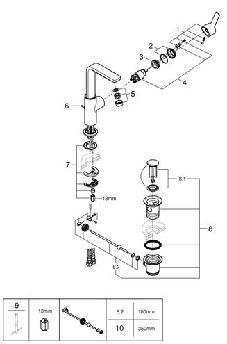 GROHE LINEARE umývadlová stojanková batéria, s odtokouvou súpravou, chróm 23296001 Obrázek - fotka