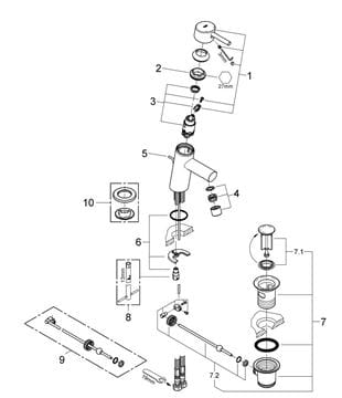 GROHE CONCETTO umývadlová stojanková batéria, s odtokovou súpravou, chróm 32204001 Obrázek - fotka
