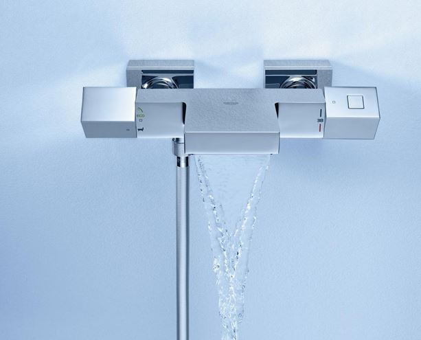GROHE GROHTHERM CUBE vaňová nástenná termostatická batéria, s prepínačom, chróm 34497000 Obrázek - fotka