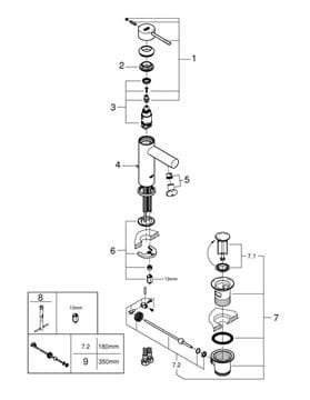 GROHE ESSENCE NEW umývadlová stojanková batéria, s odtokovou súpravou, chróm 32898001 Obrázek - fotka