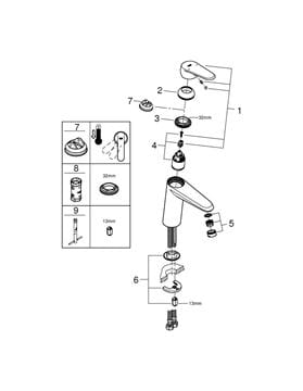 GROHE EURODISC COSMOPOLITAN umývadlová stojanková batéria, chróm 23449002 Obrázek - fotka