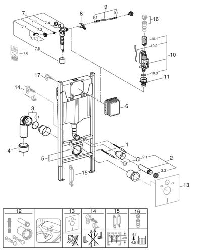 GROHE RAPID SL PROJECT montážny prvok pre WC 113 cm, so splachovacou nádržkou 38840000 Obrázek - fotka