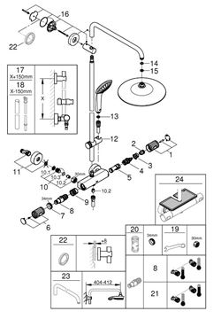 GROHE EUPHORIA SYSTEM 260 sprchový set s termostatickou batériou, horná sprcha, ručná sprcha s 3 prúdmi, tyč, hadica, chróm 27296003 Obrázek - fotka