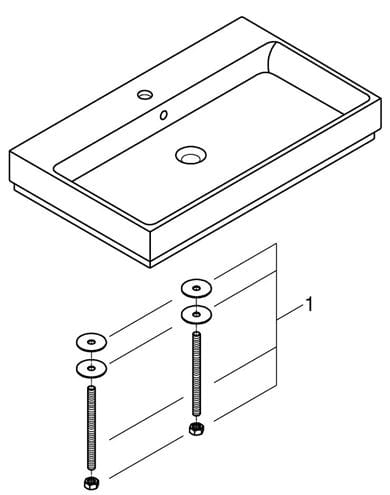 GROHE CUBE CERAMIC umývadlo na dosku 80 cm, s otvorom pre batériu a prepadom, PureGuard 3947600H Obrázek - fotka