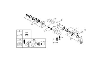 GROHE EUROCUBE vaňová nástenná batéria, s prepínačom, chróm 23140000 Obrázek - fotka