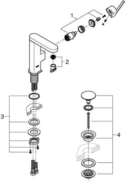 GROHE PLUS umývadlová stojanková batéria, s odtokovou súpravou, chróm 23872003 Obrázek - fotka