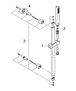 GROHE EUPHORIA CUBE STICK sprchová súprava 3-dielna, ručná sprcha 216 mm, tyč, hadica, chróm 27700000 Obrázek - fotka