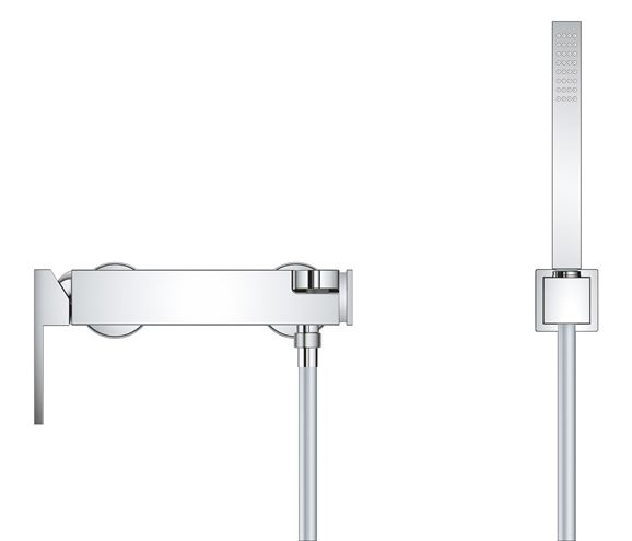 GROHE PLUS vaňová nástenná batéria, s prepínačom, so sprchovou súpravou, chróm 33547003 Obrázek - fotka