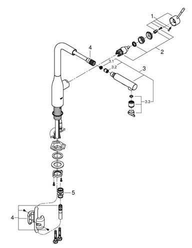 GROHE ESSENCE NEW drezová batéria, s vyťahovacou sprškou, chróm 30270000 Obrázek - fotka
