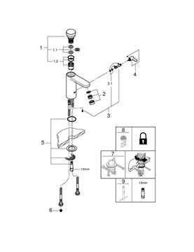 GROHE EUROSMART COSMOPOLITAN T umývadlová stojanková batéria, s reguláciou teploty, samouzatváracia, chróm 36317000 Obrázek - fotka