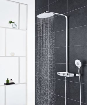 GROHE RAINSHOWER SYSTEM SMARTCONTROL MONO 360 sprchový set s termostatickou batériou, horná sprcha, ručná sprcha so 4 prúdmi, tyč, hadica, mesačná biela/chróm 26361LS0 Obrázek - fotka