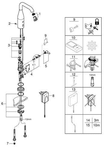 GROHE ESSENCE E umývadlová senzorová batéria s reguláciou teploty, napájanie zo siete, chróm 36444000 Obrázek - fotka