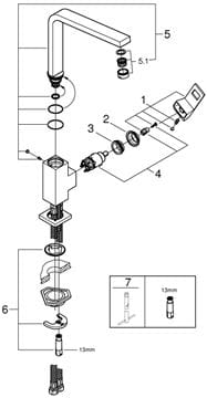 GROHE EUROCUBE drezová batéria, chróm 31255000 Obrázek - fotka