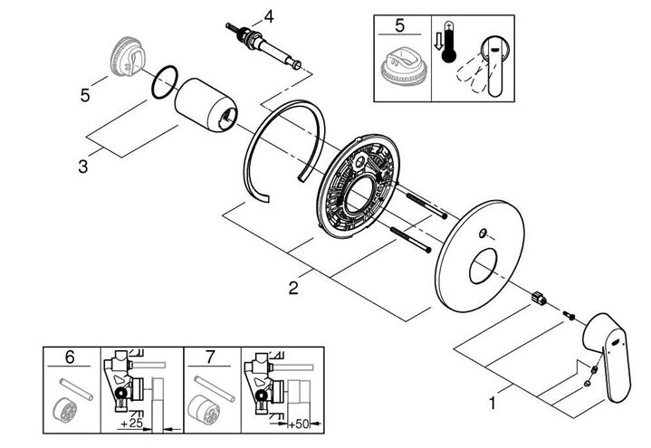 GROHE EUROSMART COSMOPOLITAN vaňová podomietková batéria, s prepínačom, chróm 19382000 Obrázek - fotka