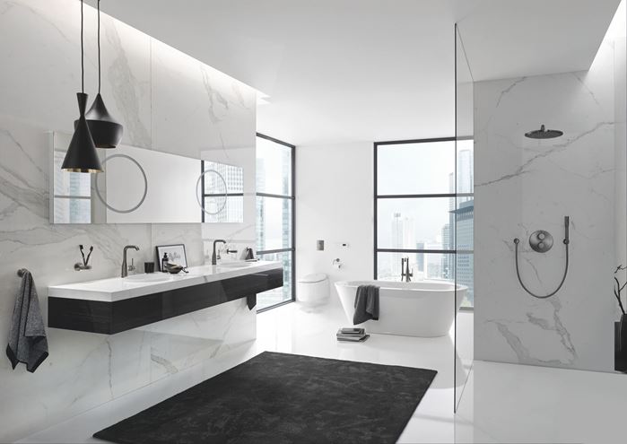 GROHE ESSENCE NEW umývadlová stojanková batéria, s odtokovou súpravou, Water Saving, brúsený hard graphite 32628AL1 Obrázek - fotka