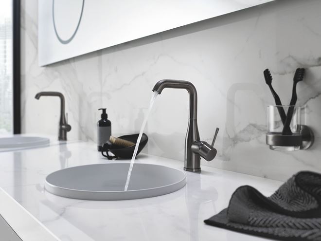 GROHE ESSENCE NEW umývadlová stojanková batéria, s odtokovou súpravou, Water Saving, brúsený hard graphite 32628AL1 Obrázek - fotka