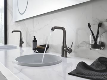 GROHE ESSENCE NEW umývadlová stojanková batéria, s odtokovou súpravou, Water Saving, brúsený hard graphite 32628AL1 Obrázek - fotka