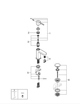GROHE PLUS umývadlová stojanková batéria, s odtokovou súpravou, chróm 33163003 Obrázek - fotka