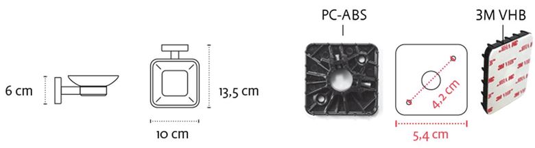CONCEPT 150 mydlovnička, nástenná, sklo, nerez oceľ SLZD 63-PT Technický nákres