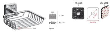 CONCEPT 150 drôtená mydlovnička, nástenná, nerez oceľ SLZD 68-PT Technický nákres