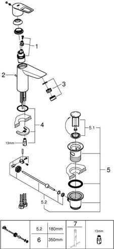 GROHE BAULOOP umývadlová stojanková batéria, s odtokovou súpravou, chróm 23762001 Obrázek - fotka