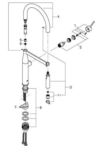 GROHE ESSENCE NEW drezová batéria, s flexi ramienkom a sprškou, supersteel 30294DC0 Obrázek - fotka