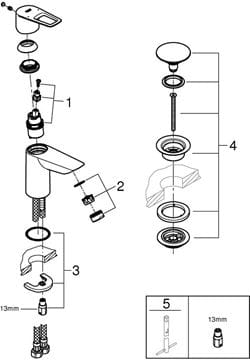 GROHE BAULOOP umývadlová stojanková batéria, s odtokovou súpravou, chróm 23878001 Obrázek - fotka