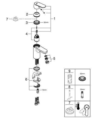 GROHE EUROSMART COSMOPOLITAN umývadlová stojanková batéria, chróm 32824000 Obrázek - fotka
