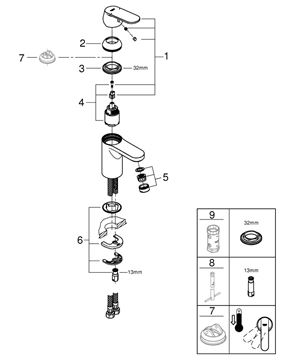 GROHE EUROSMART COSMOPOLITAN umývadlová stojanková batéria, chróm 32824000 Obrázek - fotka