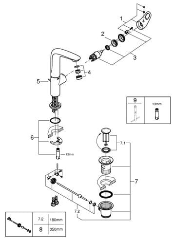 GROHE EUROSTYLE umývadlová stojanková batéria, s odtokovou súpravou, chróm 23569003 Obrázek - fotka