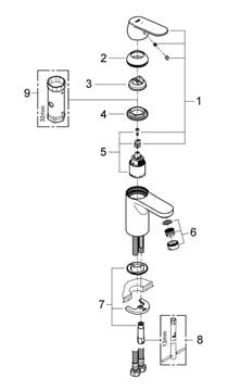 GROHE EUROSMART COSMOPOLITAN umývadlová stojanková batéria, studený štart, chróm 2337600E Obrázek - fotka