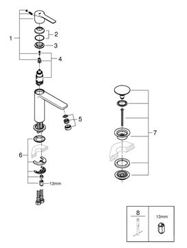 GROHE LINEARE umývadlová stojanková batéria, s odtokovou súpravou, supersteel 23106DC1 Obrázek - fotka