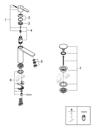 GROHE LINEARE umývadlová stojanková batéria, s odtokovou súpravou, supersteel 23106DC1 Obrázek - fotka