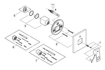 GROHE EUROCUBE vaňová podomietková batéria, s prepínačom, chróm 19896000 Obrázek - fotka