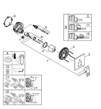 GROHE EUROCUBE vaňová podomietková batéria, s prepínačom, chróm 24062000 Obrázek - fotka