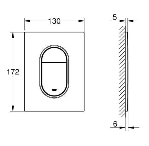 GROHE ARENA COSMOPOLITAN S ovládacie tlačidlo pre dve splachovania, plast, alpská biela 37624SH0 Technický nákres