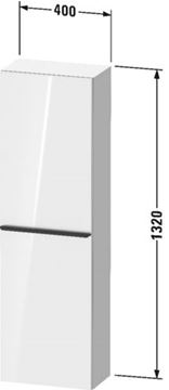 DURAVIT D-NEO nízka skrinka 40x24x132 cm, 1 dvierka, 4 police, pánty vpravo, lesklá biela DE1318R2222 Technický nákres